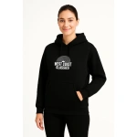 Kadın Kapüşonlu Kanguru Cepli Sweatshirt 3 İplik Pamuklu Baskılı Hoodie - Görsel 2