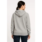 Kadın 3 İplik Pamuklu Kapüşonlu Tam Fermuarlı Kanguru Cepli Sweatshirt Hoodie - - Görsel 2