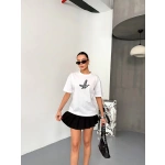 KADIN Baskılı T-Shirt Kısa Kol Bisiklet Yaka Regular Fit Yazlık Tişört