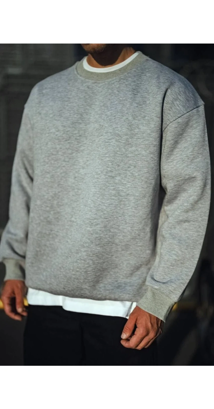 Erkek Kışlık Bisiklet Yaka Üç İplik Basic SweatShirt