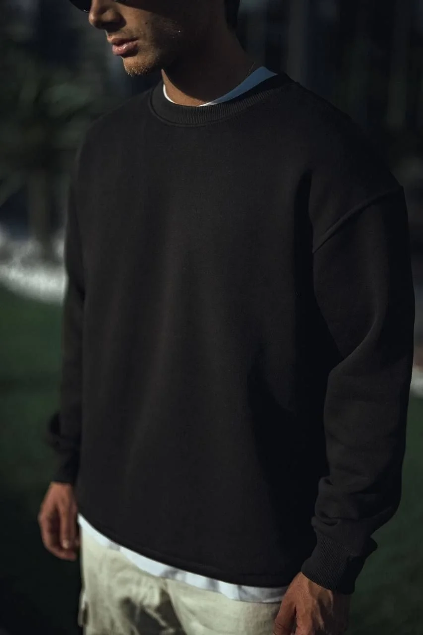 kislik-bisiklet-yaka-uc-iplik-basic-sweatshirt-siyah-85436263-sw853sh1280 Erkek pamuklu Bisiklet Yaka 3 İplik Basic SweatShirt - Görsel 1