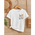 Kız Çocuk Bisiklet Yaka Baskılı T-Shirt