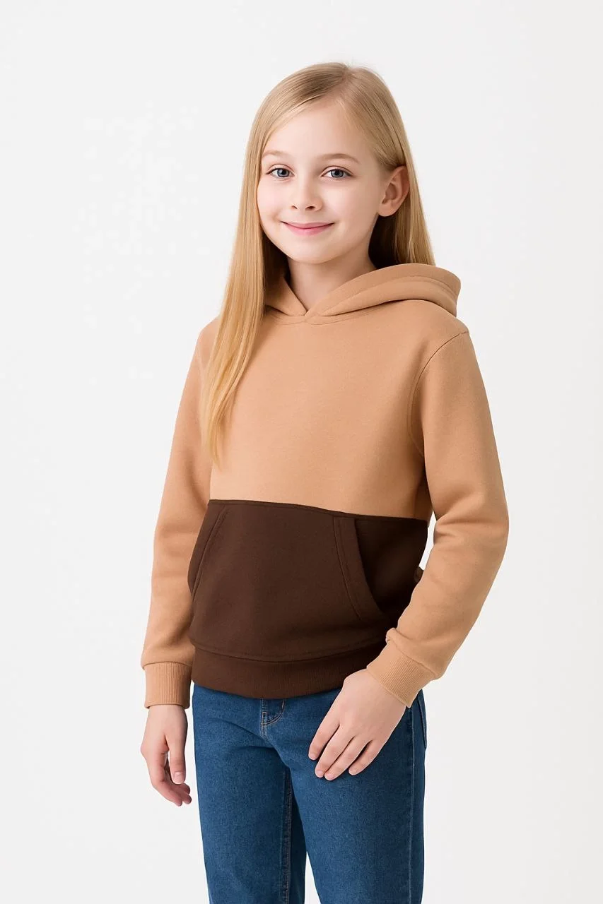 kiz-cocuk-kapusonlu-kanguru-cepli-parcali-sweatshirt-renkli-52286175-sw853sh1280 Kız Çocuk Kapüşonlu Kanguru Çepli Parçalı SweatShirt - Görsel 1