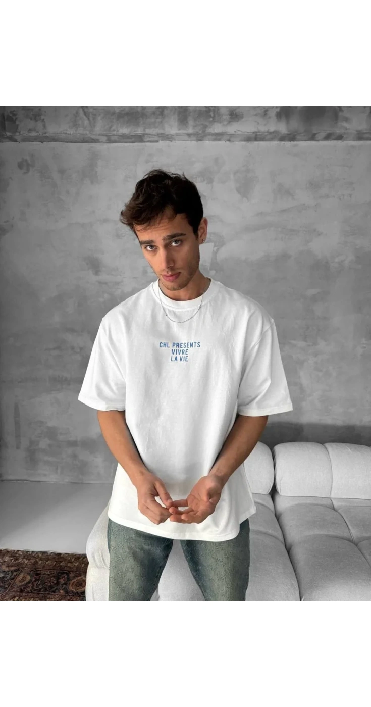 Erkek Ön ve Arka Baskılı T-Shirt Kısa Kol Bisiklet Yaka Regular Fit Tişört