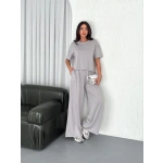 Kadın Osy Modal Yumuşak Kumaş Bisiklet Yaka T-shirt Bol paça Pantalon ikili Takım