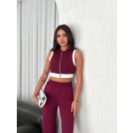 Kadın Osy Modal Yumuşak Dokulu Kumaş Tam Fermuarlı Crop Pantalon İkili Takım - Görsel 7