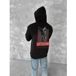 Erkek Kapüşonlu Kanguru Cepli Sweatshirt 3 İplik Pamuklu Baskılı Hoodie
