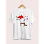 Yılbaşı Tişört Ren Geyiği baskılı Noel İçin T-shirt - Görsel 2