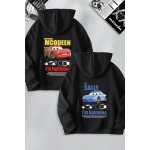 Sevgililer Günü Özel Kapüşonlu Araba Baskılı Oversize Sweatshirt - Görsel 2