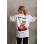 Kadın Baskılı T-Shirt Kısa Kol Bisiklet Yaka  Ovarsize Rahat Kalıp Günlük Tişört - Görsel 5