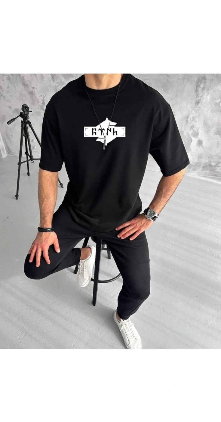Erkek Baskılı T-Shirt Kısa Kol Bisiklet Yaka Regular Fit Rahat Kalıp Günlük Tişört