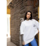 kadın Tişort Bisiklet Yaka Baskılı yazlık Kısa kol Oversize T-Shirt - Görsel 2