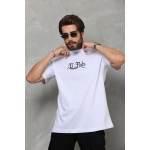 Erkek Bisiklet Yaka Baskılı Oversize T-Shirt