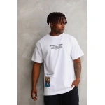 Erkek Bisiklet Yaka Baskılı Oversize T-Shirt