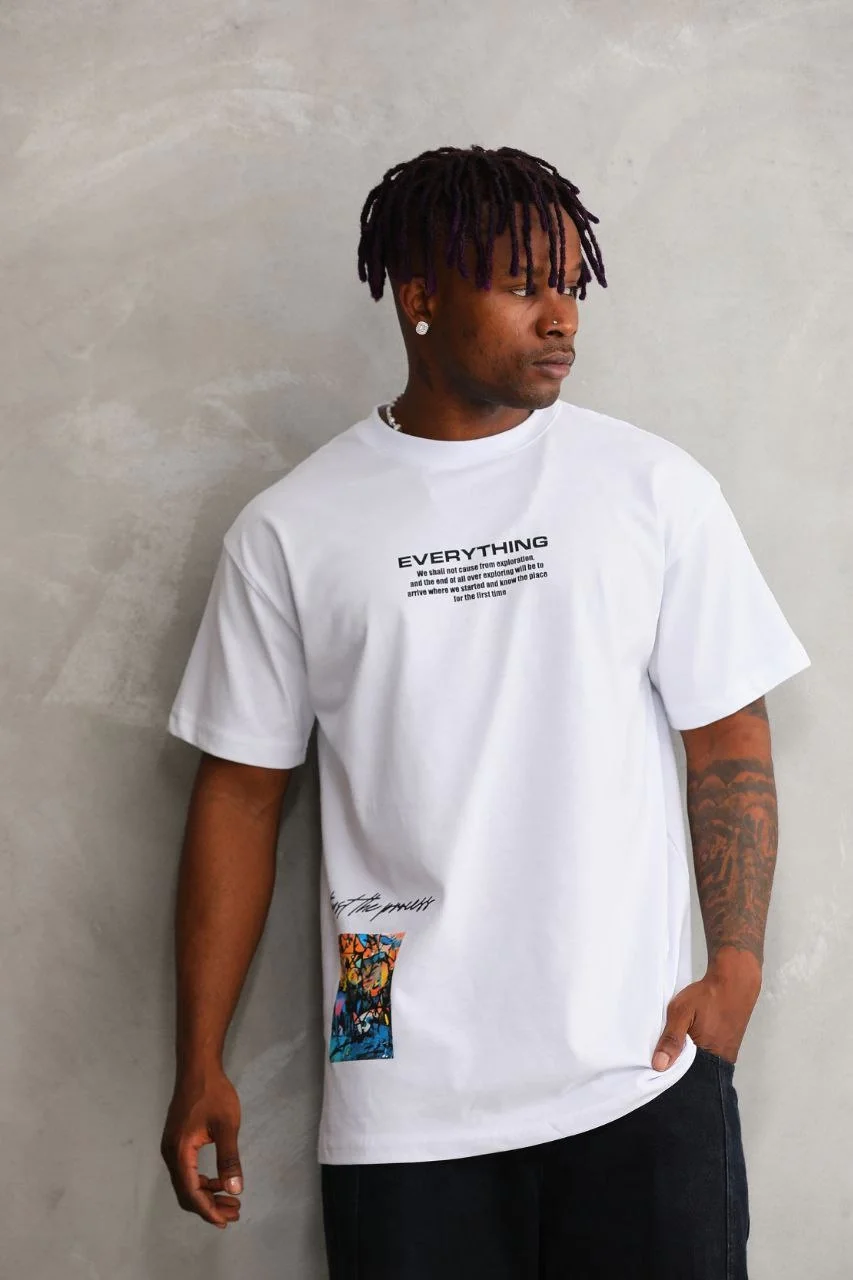 unisex-bisiklet-yaka-baskili-oversize-t-shirt-beyaz-81183348-sw853sh1280 Erkek Bisiklet Yaka Baskılı Oversize T-Shirt - Görsel 1