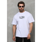 Erkek Bisiklet Yaka Baskılı Oversize T-Shirt - Görsel 2