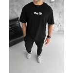 Erkek Bisiklet Yaka Baskılı Oversize  Kısa kol T-Shirt