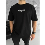 Erkek Bisiklet Yaka Baskılı Oversize  Kısa kol T-Shirt - Görsel 2