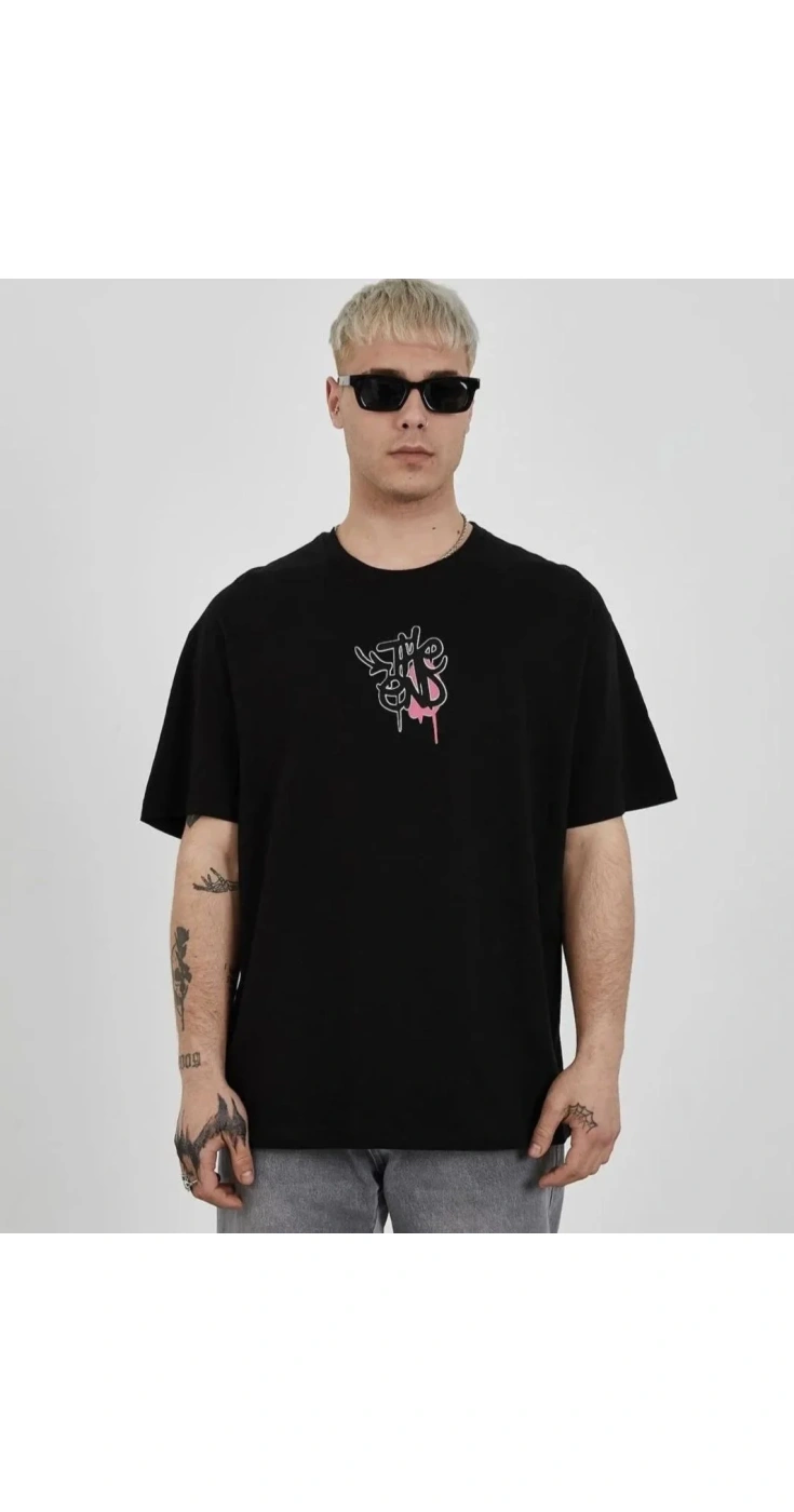 Erkek Bisiklet Yaka Baskılı Kısa kol T-Shirt