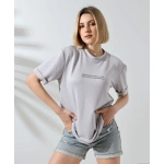 Kadın Bisiklet Yaka Baskılı Slim Fit T-Shirt - Görsel 2