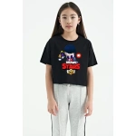 Unisex Bisiklet Yaka Kısa Kol Baskılı Çocuk T-Shirt