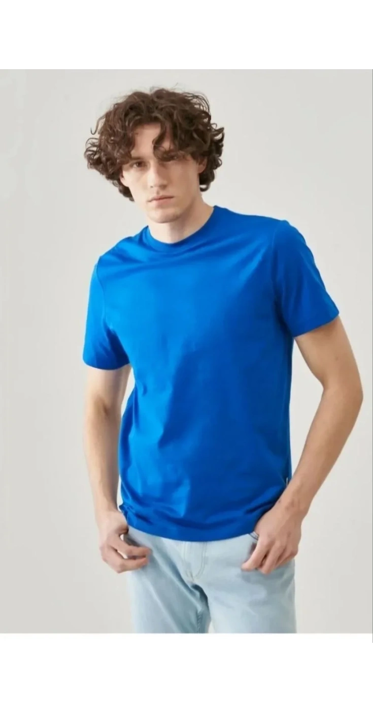 ERKEK Düz Biskilet Yaka Oversize T-shirt