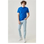 ERKEK Düz Biskilet Yaka Oversize T-shirt - Görsel 4