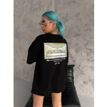 Kadın Baskılı T-Shirt Kısa Kol Bisiklet Yaka Ovarsize Rahat Kalıp Günlük Tişört