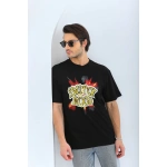 ERKEK Oversize ön ve Arka Baskılı Bisiklet Yaka  Kısa kol T-Shirt - Görsel 8