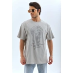 ERKEK Oversize Taşlı Bisiklet Yaka  Kısa kol T-Shirt - Görsel 8