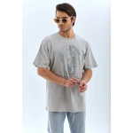 ERKEK Oversize Taşlı Bisiklet Yaka  Kısa kol T-Shirt - Görsel 7