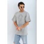 ERKEK Oversize Taşlı Bisiklet Yaka  Kısa kol T-Shirt - Görsel 6