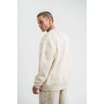 Erkek 3 İplik Pamuklu Yağ Yıkamalı Bisiklet Yaka Sweatshirt Oversize - Görsel 4