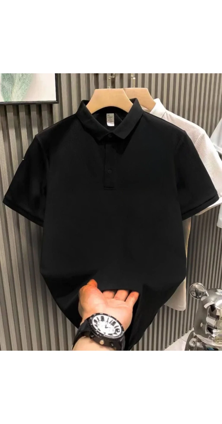 Erkek Yakalı Pike Kumaş Yazlık Tişört Düğmeli Düz kısa kol T-Shirt