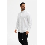 Erkek KETEN Kumaş Oversize Uzun Kollu Rahat Kalıp Gömlek - Görsel 4