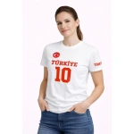 Kadın TÜRKİYE Ay Yıldız Baskılı 10 Numara Forma Tişört Taraftar T-Shirt - Görsel 2