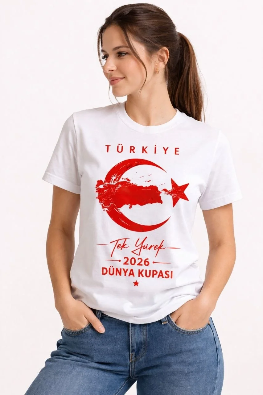 69d29c355341e-26848915-sw853sh1280 Kadın TÜRKİYE Ay Yıldız 2026 Dünya Kupasi Taraftar Forma T-Shirt - Görsel 1