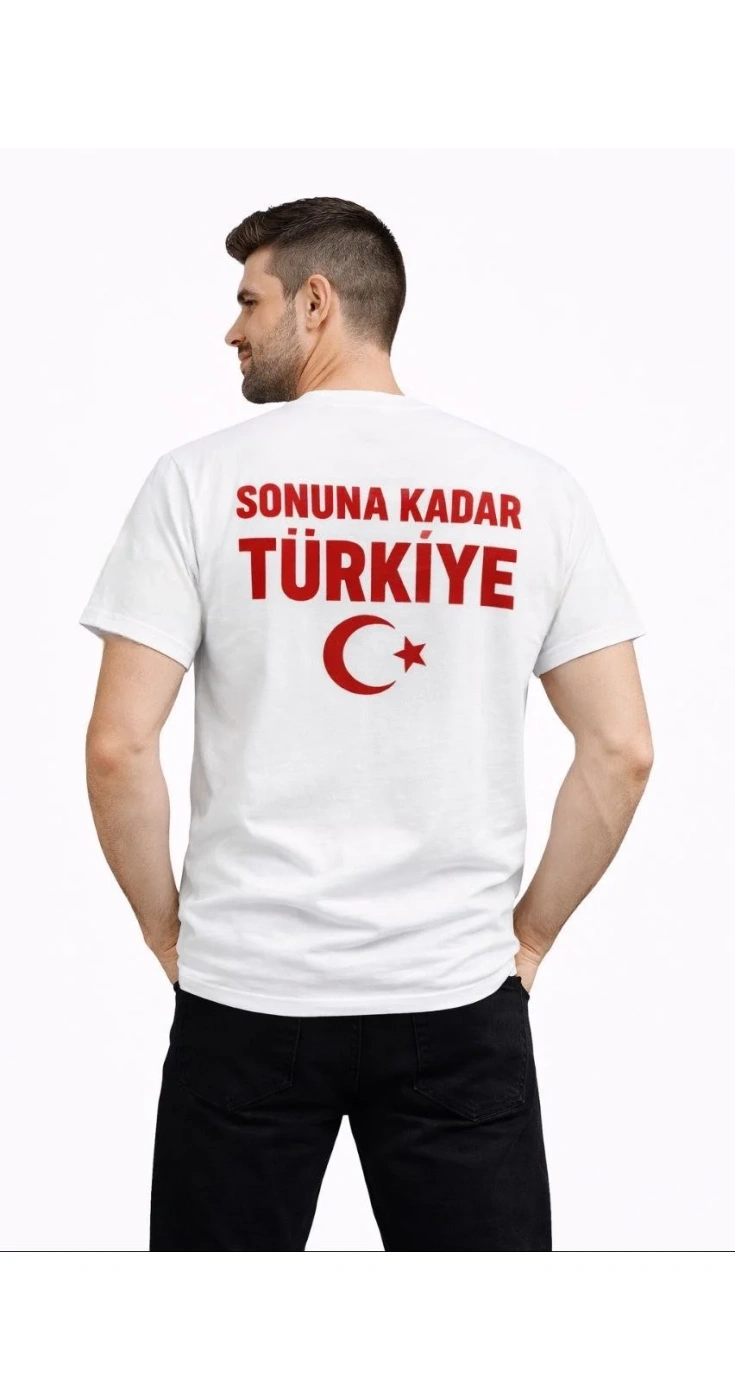 Erkek TÜRKİYE Ay Yıldız Baskılı Taraftar Forma T-Shirt