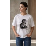 Kadın Atatürk Baskılı Tişört Kısa Kollu Bisiklet Yaka T-Shirt