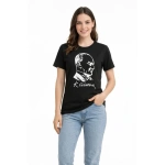 Kadın Atatürk Baskılı Tişört Kısa Kollu Bisiklet Yaka T-Shirt