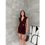 Kadın Kruvaze Drapeli Tokalı Mini Elbise Şık Gece Davet Abiye - Görsel 3