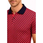 Erkek Pike Kumaş Polo Yaka Desenli Tişört Kısa Kol Yazlık T-Shirt