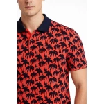 Erkek Pike Kumaş Polo Yaka Palmiye Desenli Tişört Kısa Kol Yazlık T-Shirt - Görsel 2