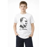 Erkek Çocuk Atatürk Baskılı Tişört Kısa Kollu Bisiklet Yaka T-Shirt - Görsel 2