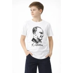 Erkek Çocuk Atatürk Baskılı Tişört Kısa Kollu Bisiklet Yaka T-Shirt - Görsel 3