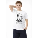 Erkek Çocuk Atatürk Baskılı Tişört Kısa Kollu Bisiklet Yaka T-Shirt