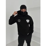 Samuray Ninja Çift Kapşonlu ZIP Fermuarlı Kanguru Çepli Tam Fermuarlı ön Arka