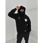 Samuray Ninja Çift Kapşonlu ZIP Fermuarlı Kanguru Çepli Tam Fermuarlı ön Arka - Görsel 6