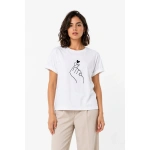 Kadın Kore Parmak Kalp Aşk Temalı Minimal Baskılı Tişört Yazlık Kısa Kol T-Shirt - Görsel 2