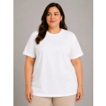 Kadın Battal Big Size Basic Tişört Bisiklet Yaka Rahat Kalıp T-Shirt